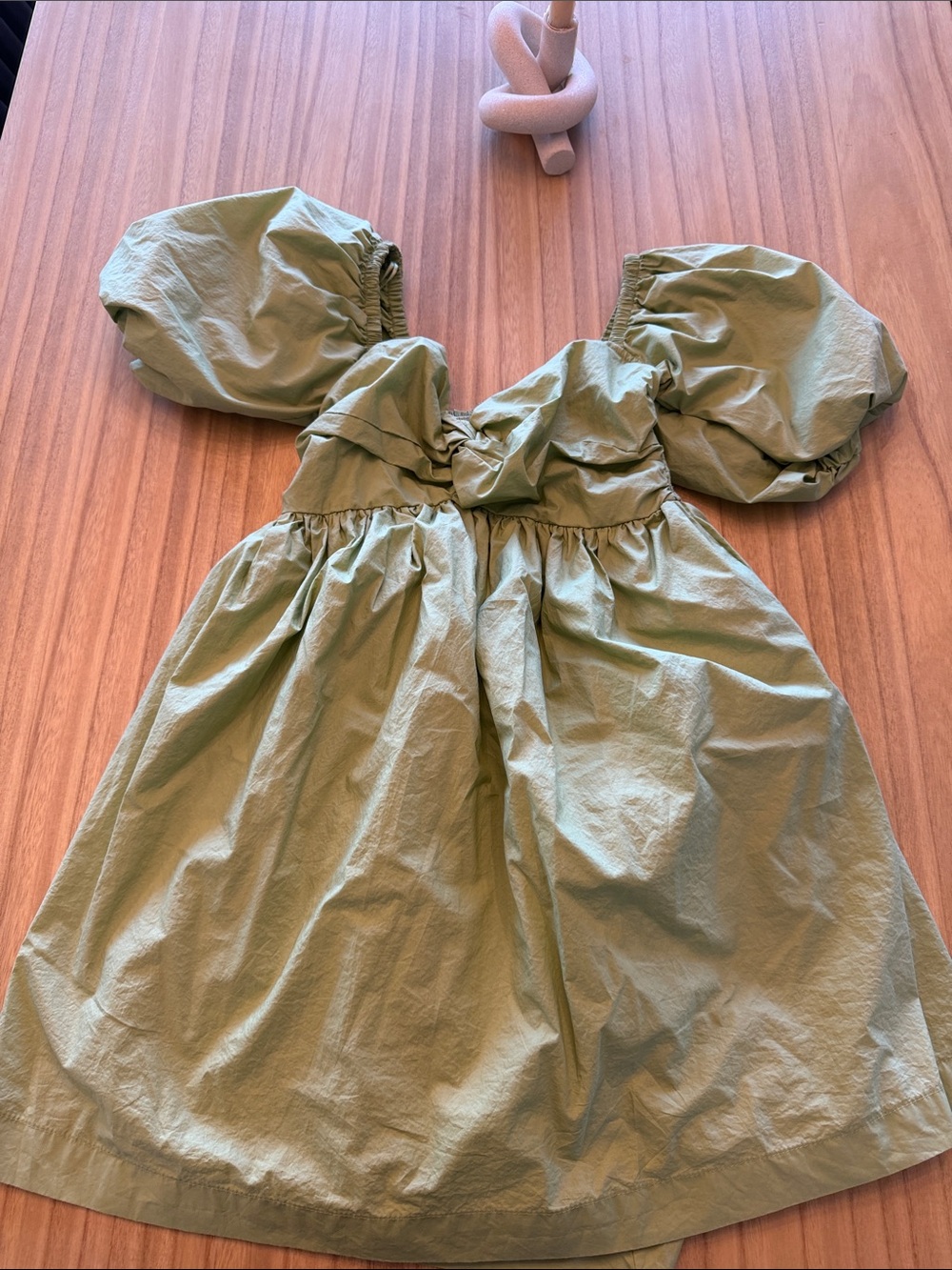 Olive Puff-Sleeve Dress